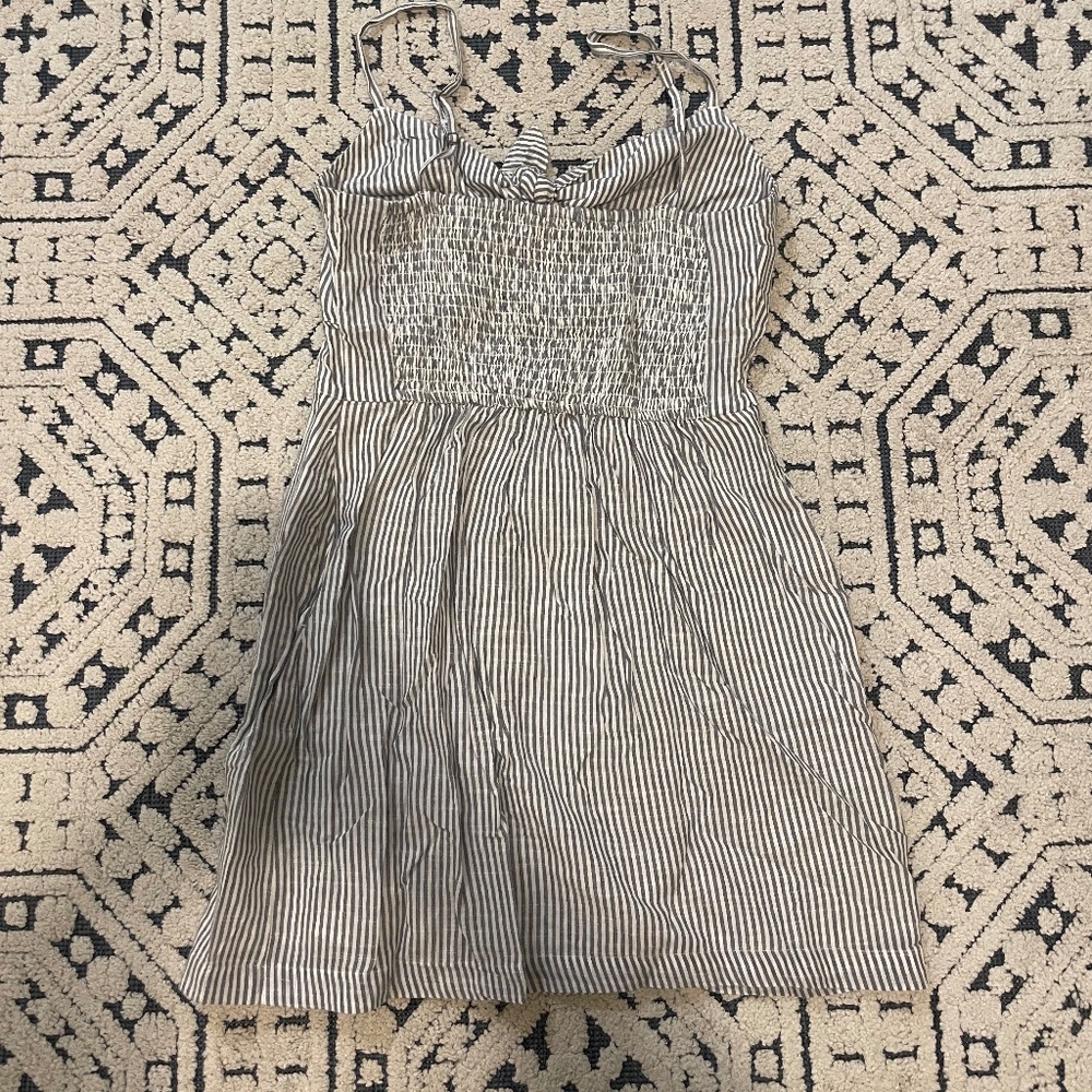 Abercrombie & Fitch Women's Blue and White Striped Dress With buttons - Picture 2 of 3
